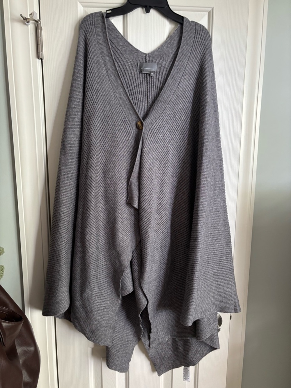 Anthropologie Gray Ribbed Draped Poncho